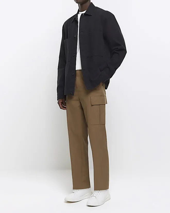 River Island regular fit pocket overshirt Black Discount