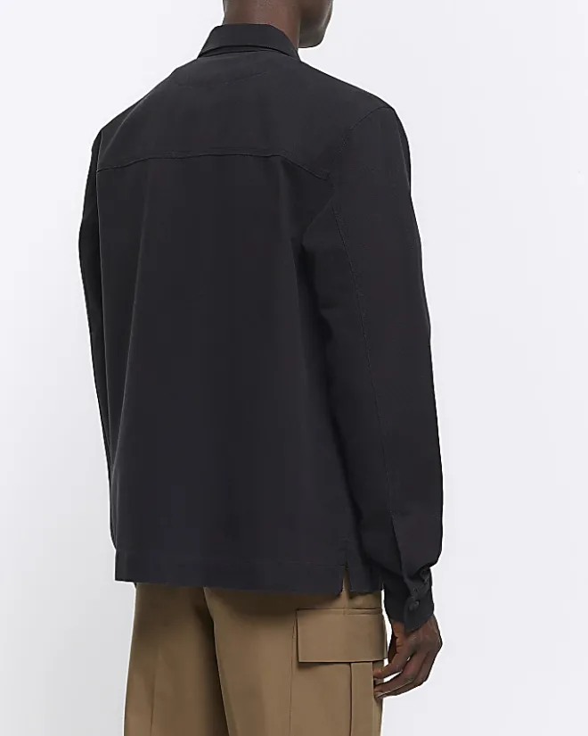 River Island regular fit pocket overshirt Black Discount