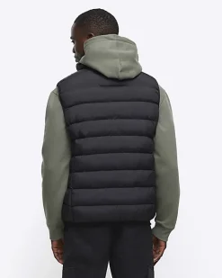River Island regular fit quilted puffer gilet Black Sale