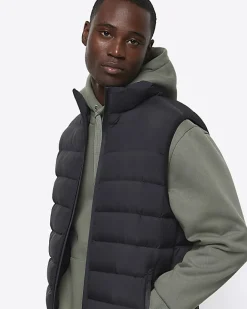 River Island regular fit quilted puffer gilet Black Sale