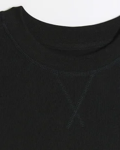 River Island regular fit rib sweatshirt Black Clearance