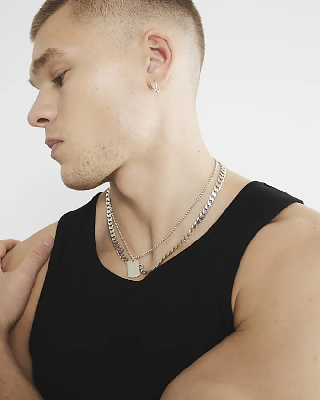 River Island regular fit rib vest Black Hot