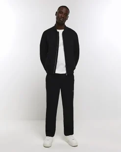 River Island regular fit suedette bomber jacket Black Fashion