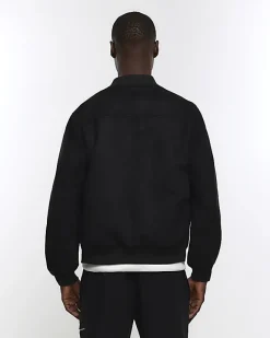 River Island regular fit suedette bomber jacket Black Fashion
