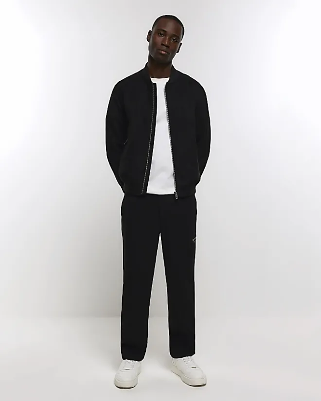 River Island regular fit suedette bomber jacket Black Fashion