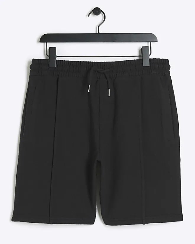 River Island regular fit textured smart shorts Black Hot