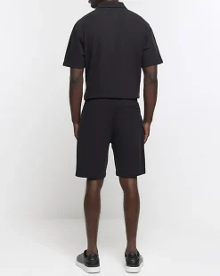 River Island regular fit textured smart shorts Black Hot