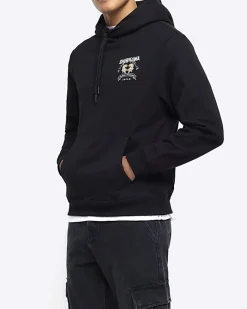 River Island regular fit tiger graphic hoodie Black Discount