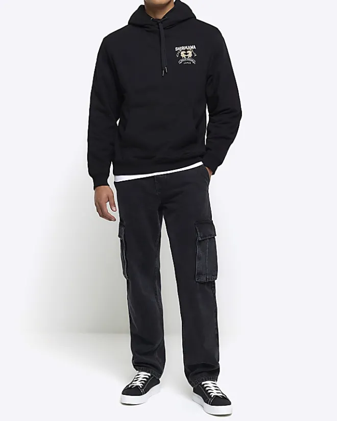 River Island regular fit tiger graphic hoodie Black Discount