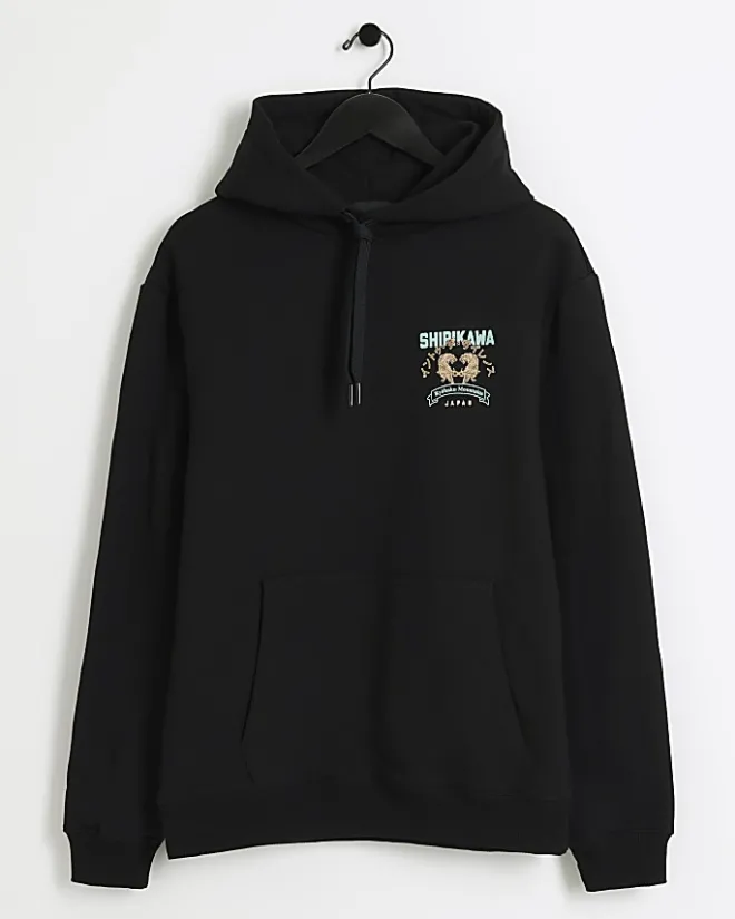 River Island regular fit tiger graphic hoodie Black Discount