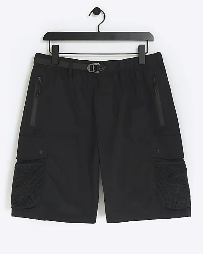 River Island regular fit utility cargo shorts Black Sale