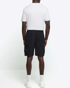 River Island regular fit utility cargo shorts Black Sale