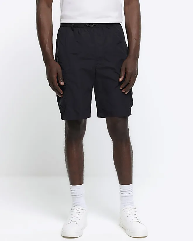 River Island regular fit utility cargo shorts Black Sale