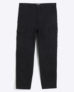 River Island regular fit utility cargo trousers Black Fashion