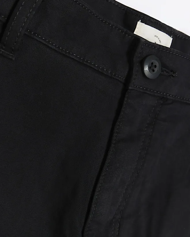 River Island regular fit utility cargo trousers Black Fashion
