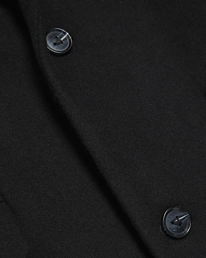 River Island regular fit wool blend premium coat Black Discount