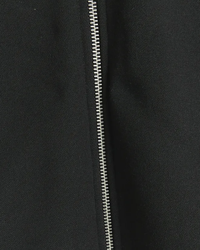 River Island regular fit zip up funnel sweatshirt Black Outlet