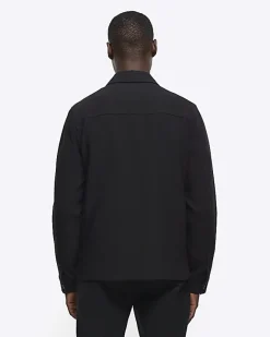 River Island regular fit zip up smart shacket Black Outlet