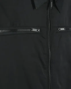 River Island regular fit zip up tech shacket Black Clearance