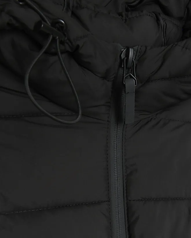 River Island regular hooded quilted puffer jacket Black Discount