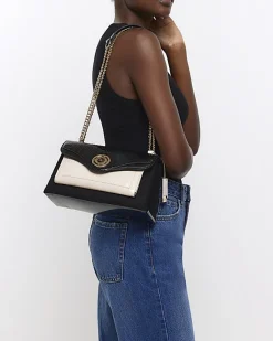 River Island RI embossed chain shoulder bag Black Best