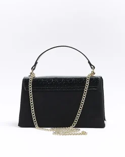 River Island RI embossed chain shoulder bag Black Best