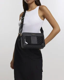 River Island RI monogram boxy cross body bag Black Best