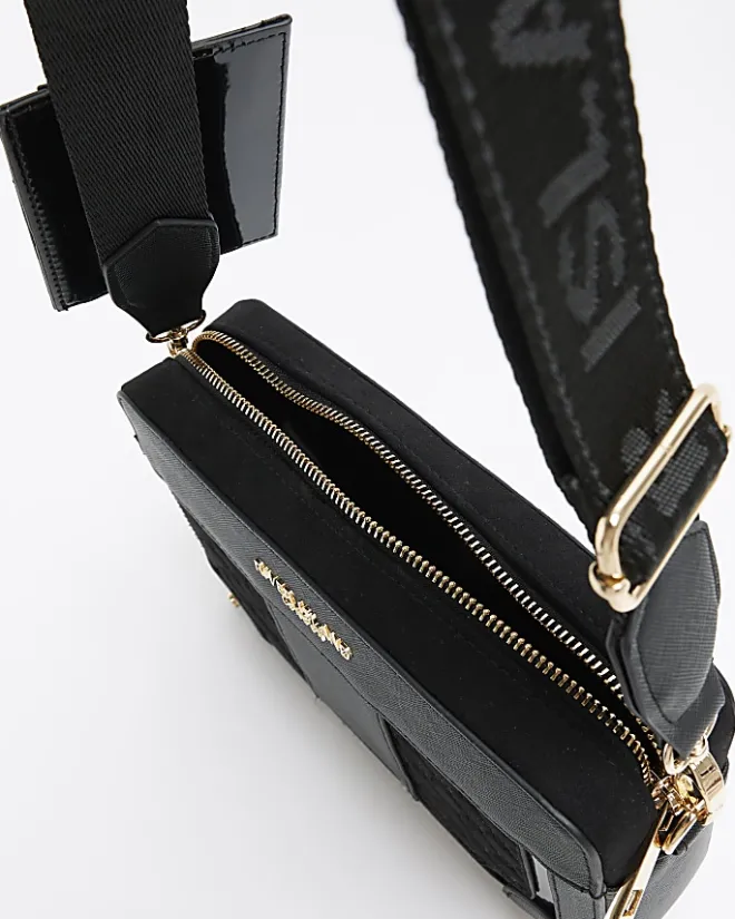 River Island RI monogram boxy cross body bag Black Best