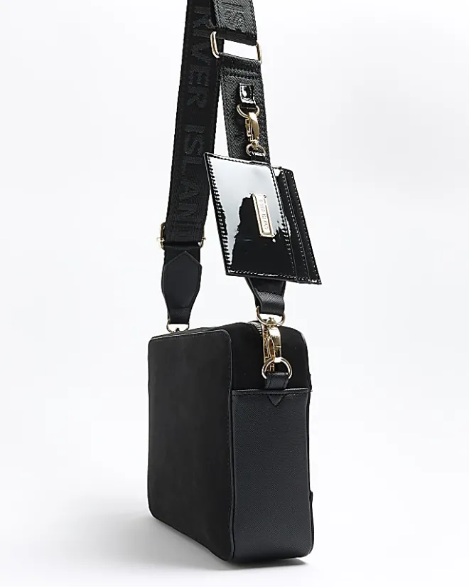 River Island RI monogram boxy cross body bag Black Best