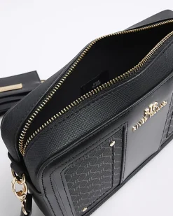 River Island RI monogram boxy cross body bag Black Online