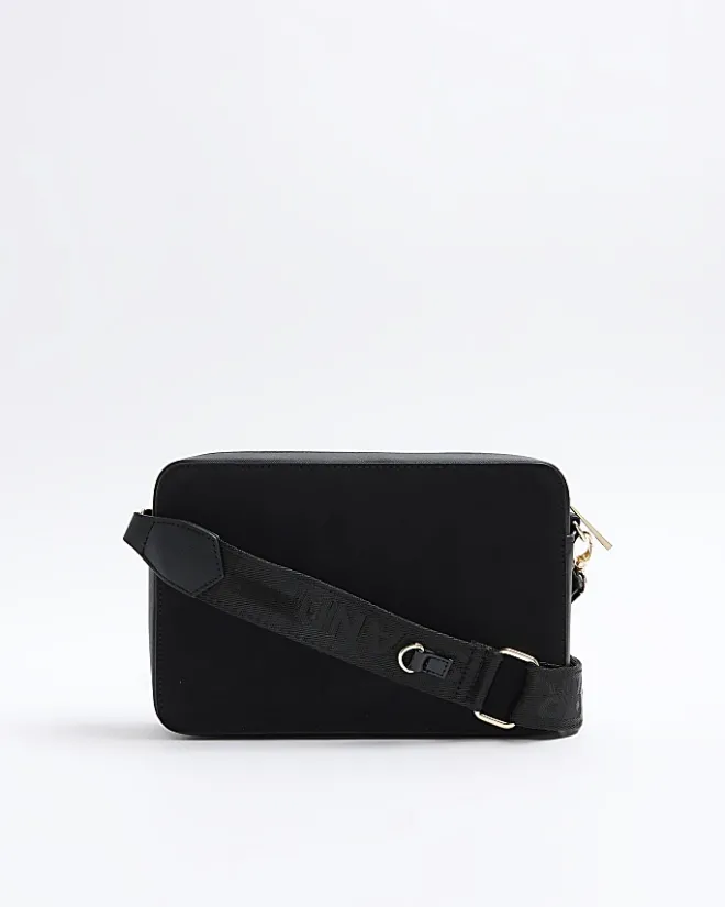 River Island RI monogram boxy cross body bag Black Online