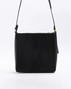 River Island RI monogram messenger bag Black Online
