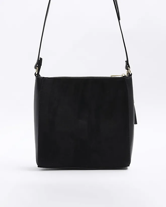 River Island RI monogram messenger bag Black Online