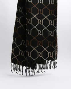 River Island RI monogram ombre scarf Black Online