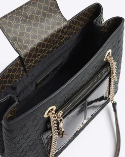 River Island RI monogram pocket tote bag Black Discount