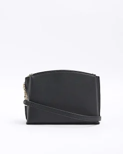 River Island RI monogram pouch cross body bag Black Clearance
