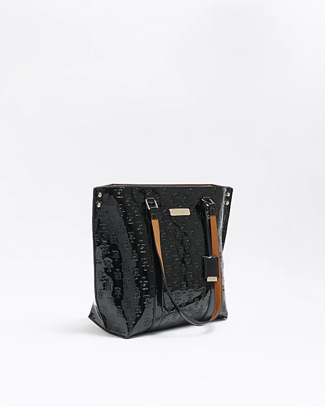 River Island RI monogram shopper bag Black Online