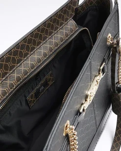 River Island RI monogram tote bag Black Clearance