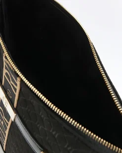 River Island RI monogram webbing shoulder bag Black Clearance