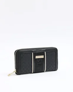 River Island RI monogram webbing purse Black Fashion