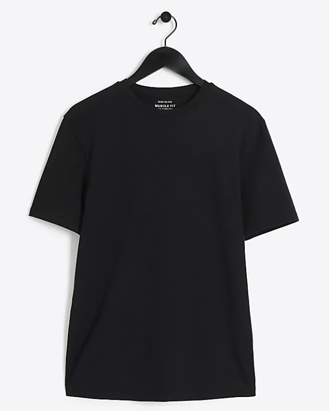 River Island RI studio muscle fit t-shirt Black Hot
