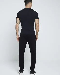 River Island RI studio muscle fit t-shirt Black Hot