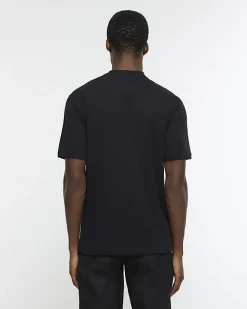 River Island RI Studio slim fit high neck t-shirt Black Sale