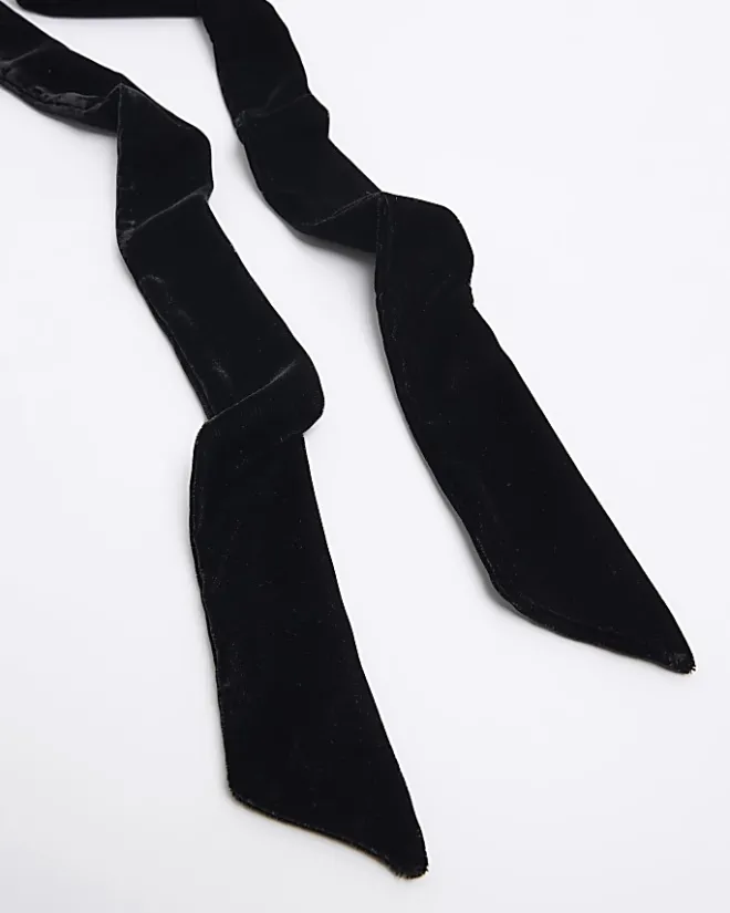 River Island RI Studio velvet scarf Black New