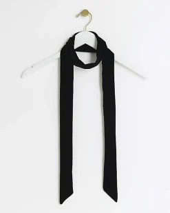 River Island RI Studio velvet scarf Black New