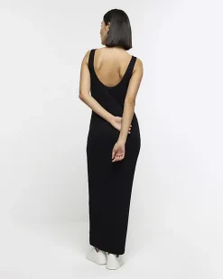 River Island rib sleeveless bodycon maxi dress Black Online