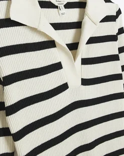 River Island rib stripe collared bodycon maxi dress Black Discount