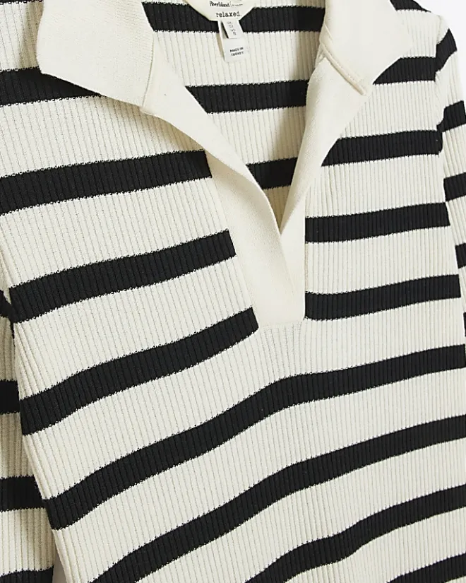 River Island rib stripe collared bodycon maxi dress Black Discount