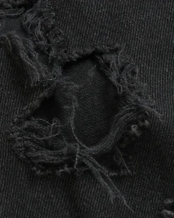 River Island ripped high waist stove straight jeans Black Online