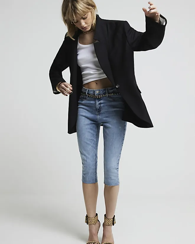 River Island rolled sleeve blazer Black Discount